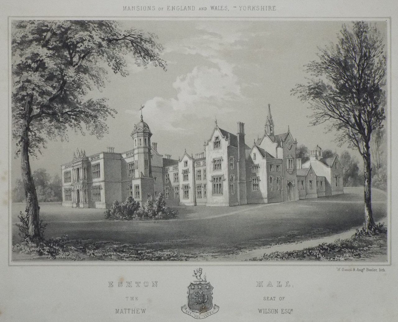 Lithograph - Eshton Hall, The Seat of Matthew Wilson Esqe. - Gauci